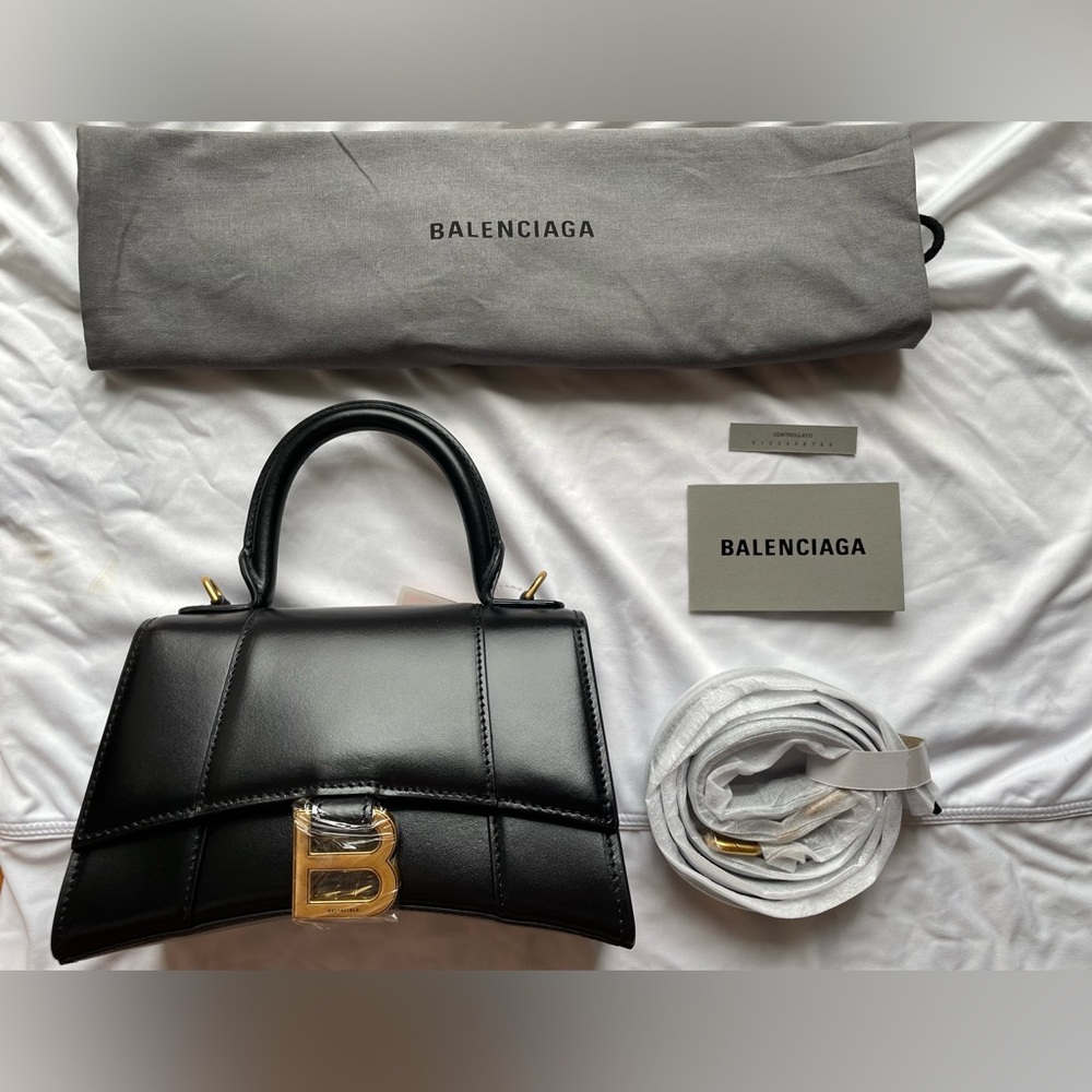 SOLD- BRAND NEW Authentic Balenciaga Hourglass Gold Hardware XS Black Leather